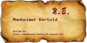 Manheimer Bertold névjegykártya